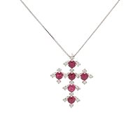 Collana Cianfrone Gioielli Donna Croce in Oro bianco Rubino 0.72 Ct COOR-3-198 - COOR-3-198
